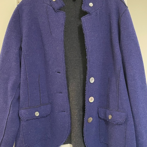 Eileen Fisher Double knit Felt Wool Military Style Blazer size Large - Picture 4 of 7